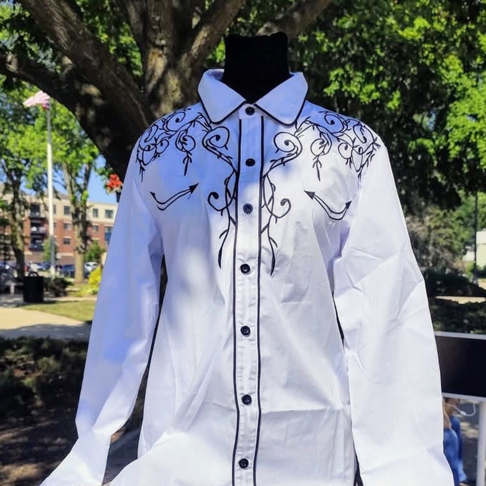 White Embroidered Men's Shirt